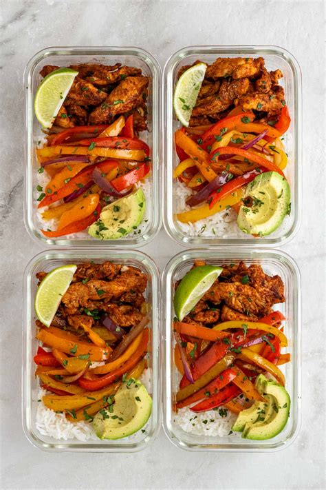 Chicken Fajita Meal Prep Bowls - Stephanie Kay Nutrition