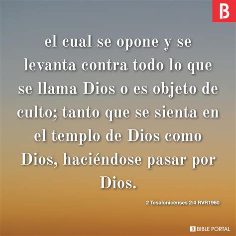 2 Tesalonicenses 2:4 RVR1960 - Bible Scripture Image - Bible Portal