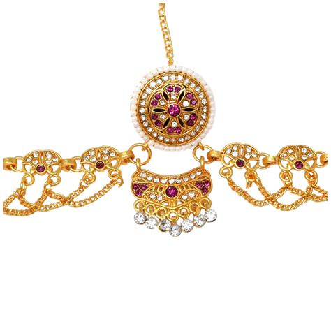 Buy Meira Jewellery Brass Ethnic AD studded Gold plated Rajputi Rakhdi ...