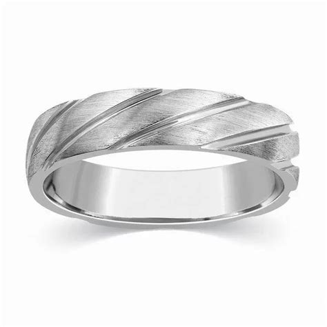 Plain Platinum Ring for Men with Grooves SJ PTO 293