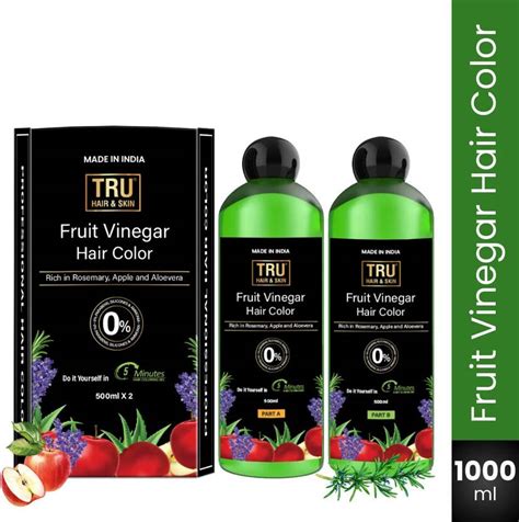 TRU HAIR Fruit Vinegar Natural Black Colour Dye | Ammonia-Free, Long ...