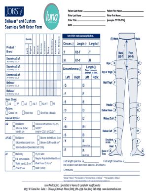 Fillable Online JOBST CUSTOM SEAMLESS SOFT & BELLAVAR LEG MEASUREMENT ...