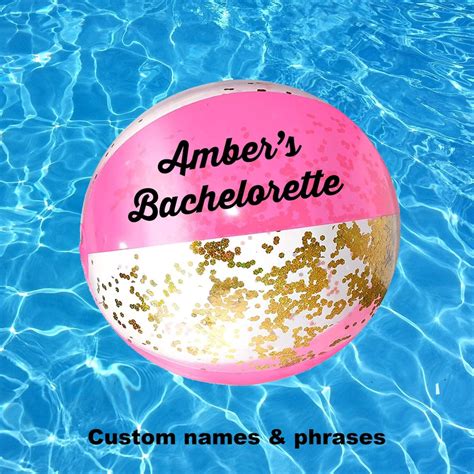 Personalized Beach Balls in Pink and Glitter for a Bachelorette, Pool ...