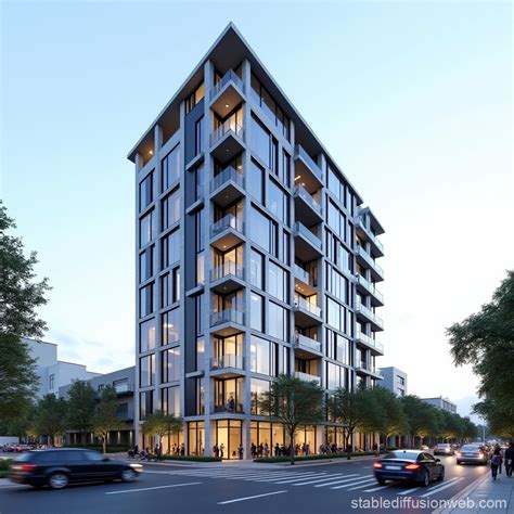 Urban 12-Story Residential Building | Stable Diffusion Online