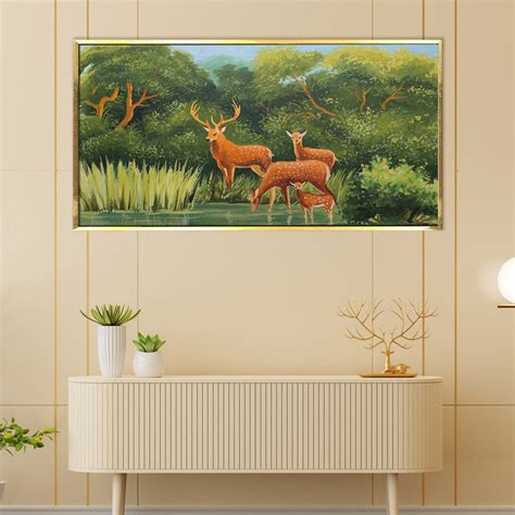 Deer Vastu Canvas Painting - Grace and Tranquility – Paper Plane Design