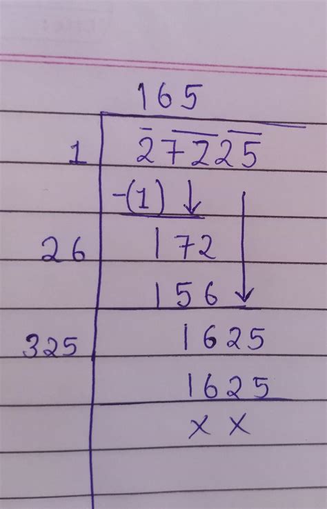 Find the square root of 27225 with division method - Brainly.in