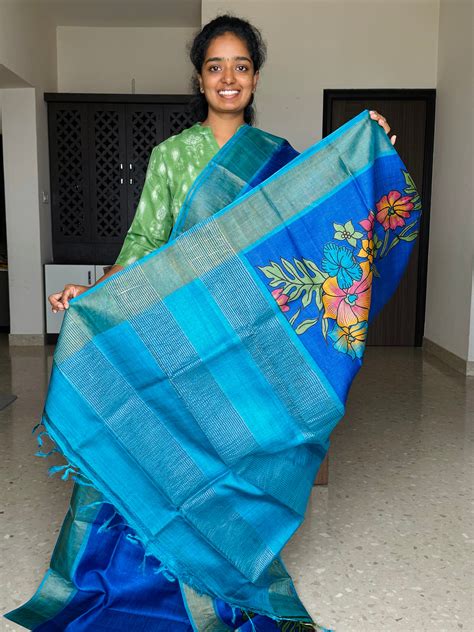 Buy Tussar Silk Sarees | Hand Block Printed Sarees | Hand Made Sarees ...