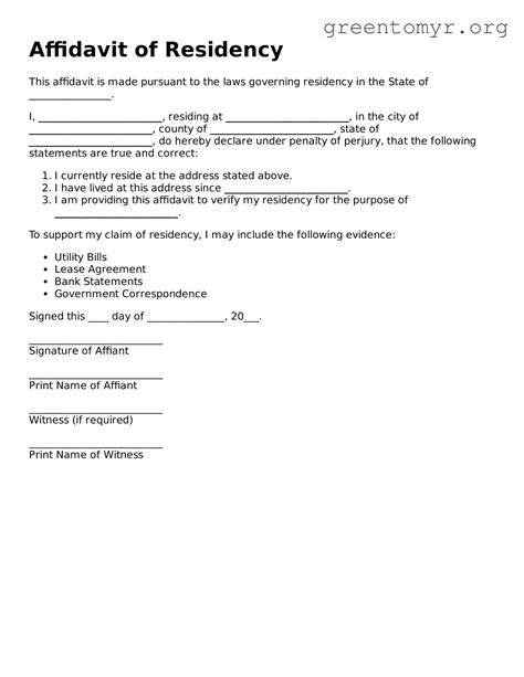 Valid Affidavit of Residency Forms ≡ Fillable Template