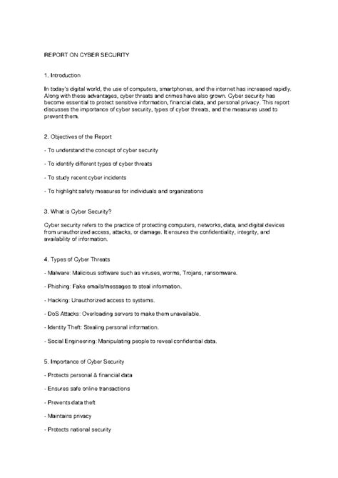 Cyber Security Report: Key Insights and Safety Measures - Studocu