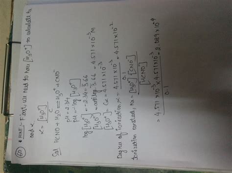 Question 7.60 The pH of 0.1M solution of cyanic acid (HCNO) is 2.34 ...
