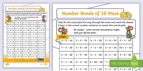 👉 Number Bonds to 10 Maze Activity Sheet - Twinkl - KS1