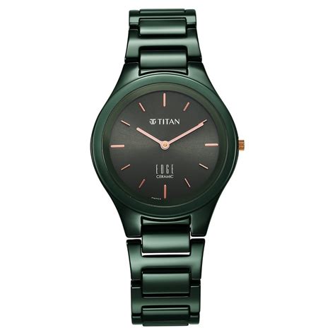 Buy Online Titan Edge Ceramic Quartz in Glossy Green Dial Watch for ...