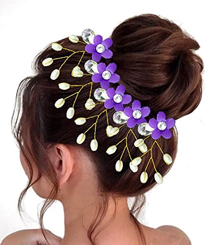 Buy Hair Flare Women Artificial Pearl and Stone Round Flower Hair ...