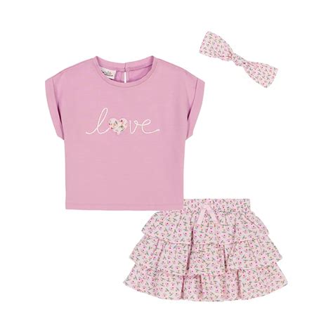 Toddler Girl Kids Headquarters Fold Over Sleeve Tee & Tiered Skort with ...