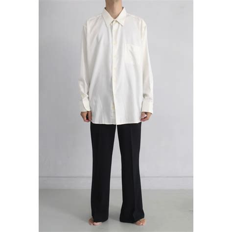 【COU】GEOFFREY BEENE cotton satin offwhite dress shirt oversized -3894- | cv