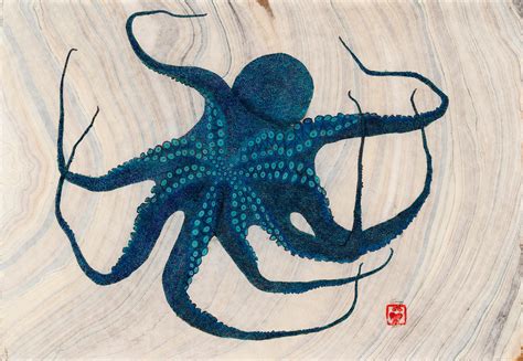 Jeff Conroy - Blue Bayou - Gyotaku Style Japanese Sumi Ink Painting ...