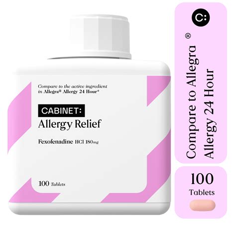 Buy Cabinet Allergy Relief Medicine, Fexofenadine, 180mg, 100-Count ...