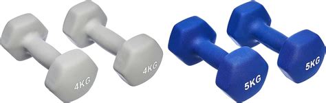 Buy AmazonBasics Neoprene Fixed Dumbbell Pair, 2 x 5Kg, Blue & Amazon ...