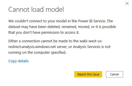 Error when using live connection to Power BI datas... - Page 2 ...