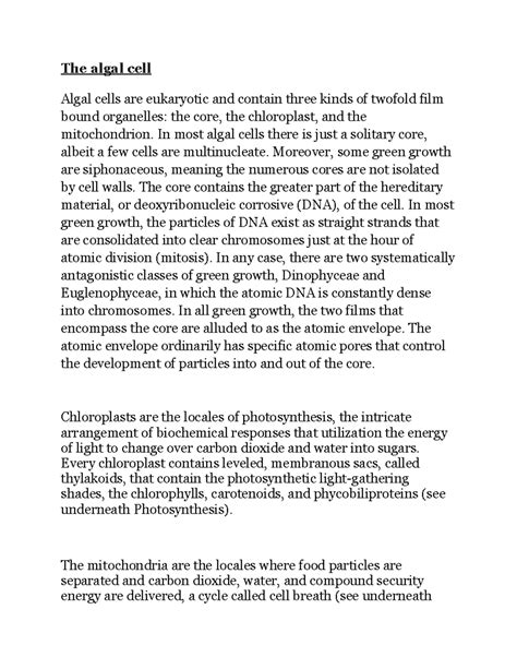 The algal cell - The algal cell Algal cells are eukaryotic and contain ...