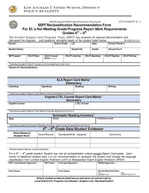 Fillable Online SSPT Reclassification Recommendation Form For EL's Not ...