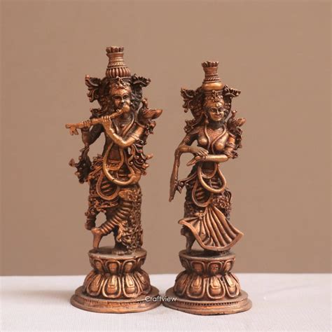 Pure Copper Radha Krishna Idol | Fine Craft | 16 CM – Craftview