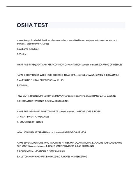 Image result for OSHA Test Answers For