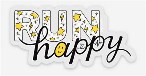 Run Happy by Sugo Studio | Clear stickers | Sticker Mule India