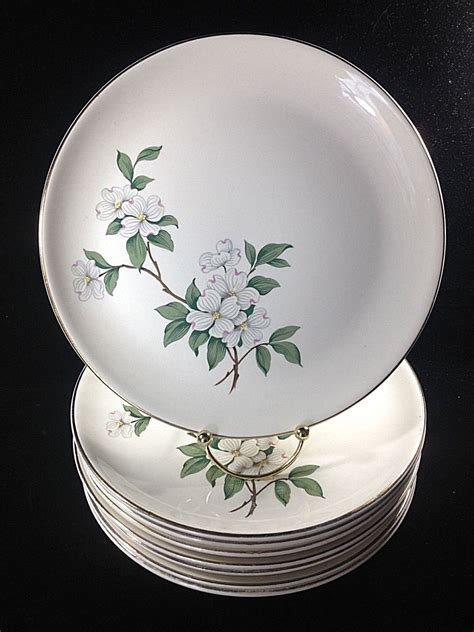 Vintage Homer Laughlin China 8 Dogwood Pattern American Dinnerware Gold ...