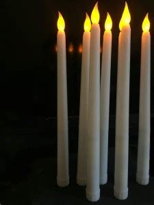 Goyal LED Battery Operated Flickering Flame Less Ivory Taper Candle ...