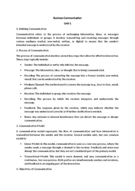 Business Communication MBA: Key Concepts and Effective Strategies - Studocu