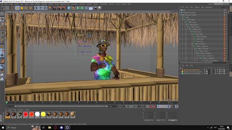 Barman at Tiki Bar Rigged for Cinema 4D 3D model | 3D Molier International