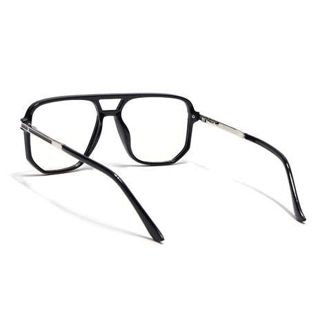 EyeJack Titex Shine Black & Silver Wayfarer Eyeglasses for Men & Women ...