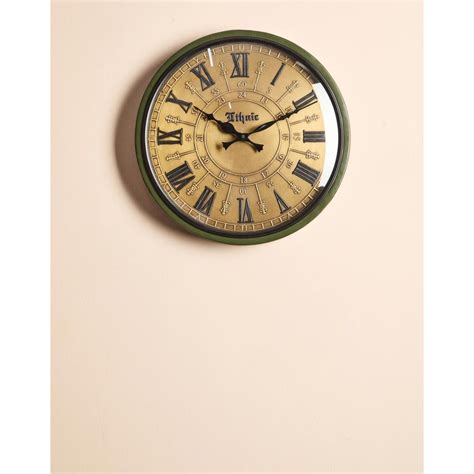Buy Fabindia Green Yuvraj Metal Wall Clock Online