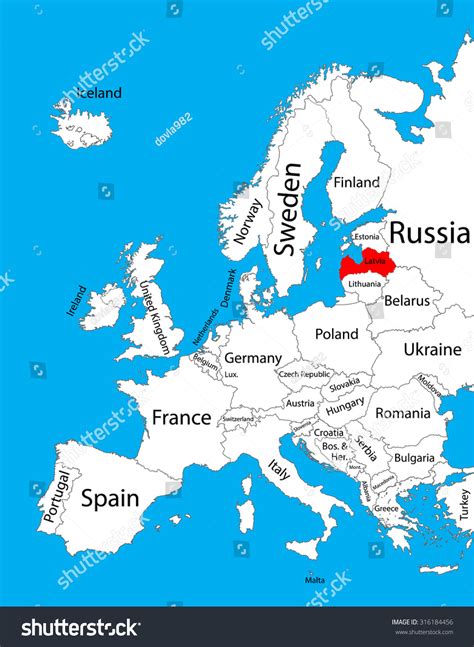 Latvia Vector Map Europe Vector Map Stock Vector (Royalty Free) 316184456 | Shutterstock - map of europe latvia