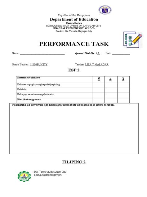 Image result for Performance Task in Math Quarter 1 Week 2