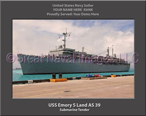USS Emory S Land AS 39 Personalized Ship Canvas Print | Great Naval Images
