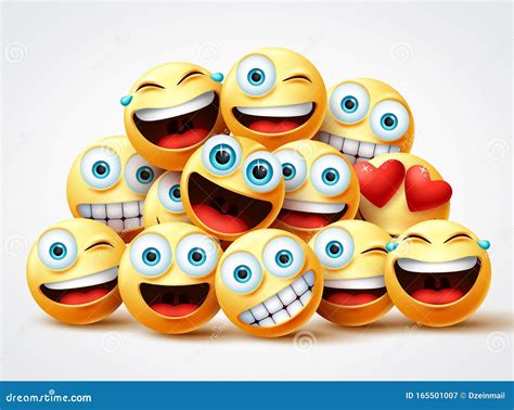 Smiley Emoji Group Vector Design Emojis Yellow Smiley Face Of Friends | My XXX Hot Girl