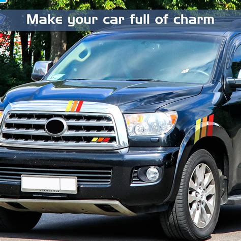 Buy 4 Sets Tri Color Grille Badge Emblem Classic Retro Tri Color Stripe ...