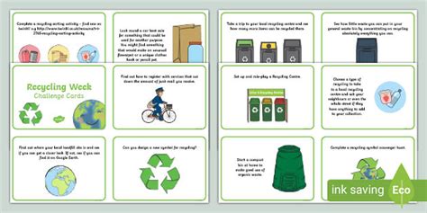 Recycling Week Challenge Cards (teacher made)