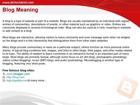 What is the meaning of blog - Brainly.in