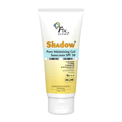 Fixderma Shadow Pore Minimizing Gel Sunscreen SPF 50 PA+++ with 4% Nia ...