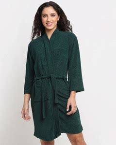 Pugnaa Bottle Green Free Size Bath Robe - Buy Pugnaa Bottle Green Free ...