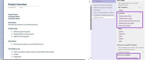 Image result for Create Template in OneNote