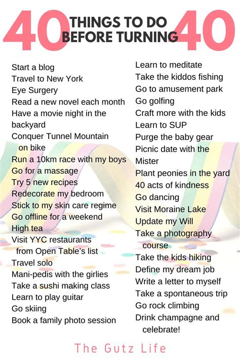 40 Things To Do Before Turning 40 | The Gutz Life | Life goals list ...