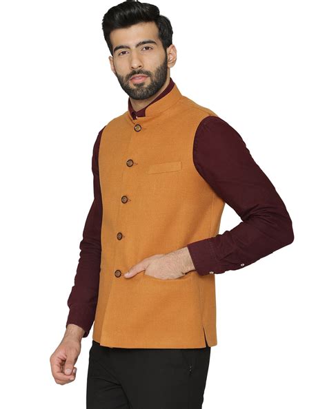 Buy Orange WINTAGE Waistcoat with Stand Collar | AJIO