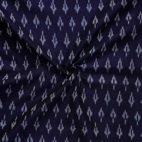 Pure Cotton Mercerised Ikkat Navy Blue With Grey Weaves Weaves Woven F ...