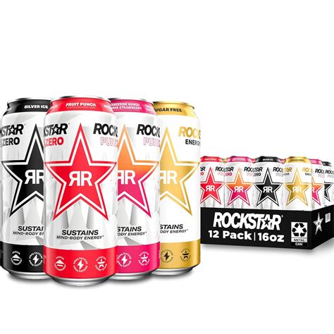 Rockstar Pure Zero Energy Drink,4 Flavor Pure Zero Variety Pack, 0 ...