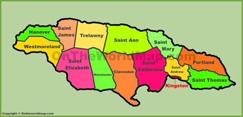Administrative map of Jamaica - Ontheworldmap.com