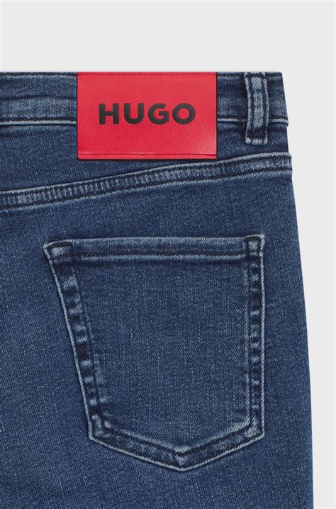 HUGO - Skinny-fit jeans in blue stretch denim - Dark Blue
